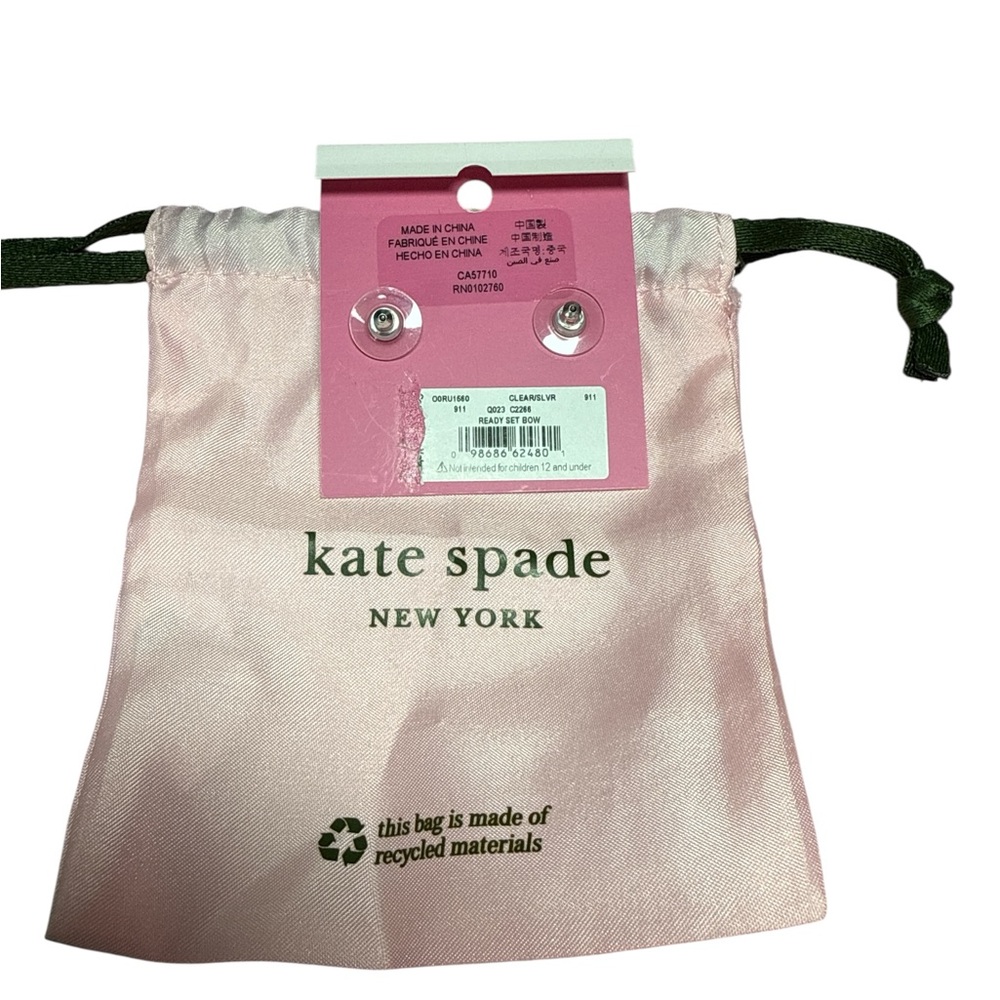 Kate Spade Bow Earrings with dust bag NWT - Picture 3 of 3